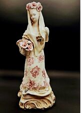 Vintage CORDEY Figurine LADY in VIOLET DRESS with ROSES Mantilla 10.5