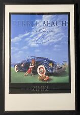FRAMED 2002 Pebble Beach Concours Poster 1933 CADILLAC Lone Cypress Nicola WOOD picture
