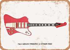 Guitar Art - 1964 Gibson Firebird VII Pencil Drawing - Rusty Look Metal Sign picture