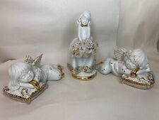Limoges Oggetti Figurine Swavorski Crystals Made in Italy Girl Angels Set of 3 picture