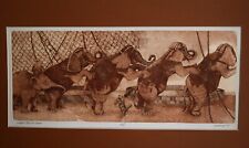 Vintage Original CIRCUS ART Lithograph Signed G DeVaney 1975 4/12 Elephants picture