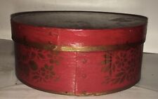 Antique PAINTED Stencil Pantry Box Folk Art Bentwood Wood Sewing Box Paint OLD picture