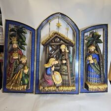 1990s TII Collections C8346 Nativity 3 Panel Section 3D Fireplace Style Screen picture