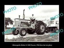 OLD LARGE HISTORIC PHOTO OF MINNEAPOLIS MOLINE G 1000 TRACTOR 1968 TEST PHOTO picture