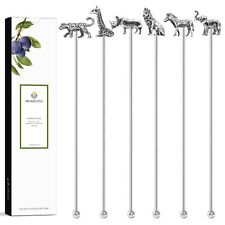 6 Pieces Cocktail Stirrers for Drinks Reusable Coffee Stirrers, Safari Animal... picture