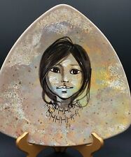 Vintage Rena Paradis de Santa Fe Navajo Girl Hand Painted Plate Signed 10x10
