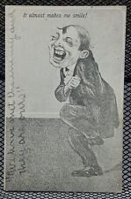 1900's Oklahoma Almost Makes Me Smile Funny Laughing Man Antique Postcard 1908 picture