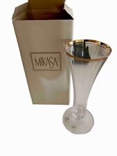 Vintage Mikasa Austria Gold Edge Crystal Flower Bud Vase NIB picture