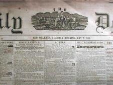 Rare Original 1850 New Orleans LOUISIANA newspaper  pre-CIVIL WAR 170 years old picture