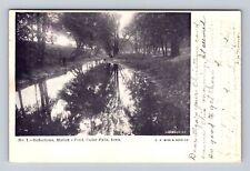 Cedar Falls IA-Iowa, Reflections on Mullens Pond, Antique Vintage c1906 Postcard picture