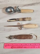 4 Vintage Kitchen Tools Lot Utensils Bar Kitchen USA Japan Wood Handle Stainless picture
