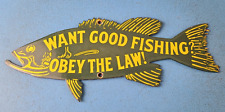 Vintage Paw Paw Bait Sign - Obey the Law Fishing Sign - Gas Service Pump Sign picture