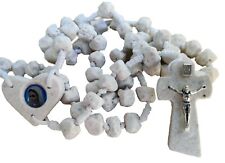 Rosary HANDMADE Of Stone Catholic White Rosaries From Medjugorje 17.5'' + BAG picture