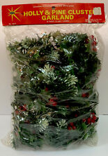 Vintage Brite Star Holly and Pine Cluster Garland 9 Feet NOS Hong Kong picture