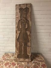 ANTIQUE VTG LARGE CARVED WOOD WALL HANGING COOKIE CANDY SPECULAAS MOLD 39 3/4” picture