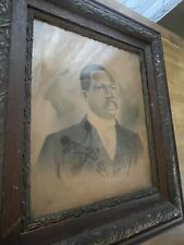 Antique African American Portrait Wood Frame Gentleman Large 31x26 picture