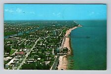 Deerfield Beach FL-Florida, Aerial View Along Coastline Antique Vintage Postcard picture