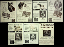 Set of 7 1950s Print Ads, Harris Tweed Handwoven Scottish Cloth, Dog Horse Sheep picture