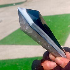 99 g Natural Black stripe agate Quartz scepter crystal mineral sample healing picture