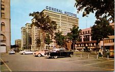 Vintage General Motors Building GM Old Cars Detroit Michigan MI Postcard picture