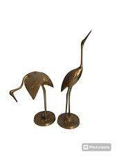 Vintage Pair of Leonard Solid Brass Cranes Herons Birds picture