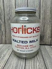 Vtg Horlick's Malted Milk Jar Jug Clear Glass 5 LB  & Original Box Clifton NJ picture