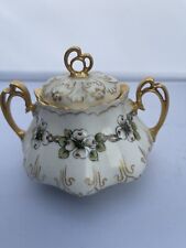 Antique MZ Austria Lidded Sugar Bowl Mold #864 Porcelain Hand Painted picture