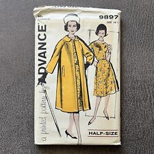 1960s Vintage Advance 9897 Dress and Coat Sewing Pattern Sz 16-1/2 Bust 37 Rare picture