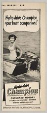 1952 Print Ad Champion Hydro-Drive Outboard Motors Minneapolis,Minnesota picture