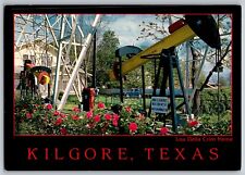 Kilgore, Texas TX - Pump Jack and Roses - Vintage Postcard 4x6 - Unposted picture