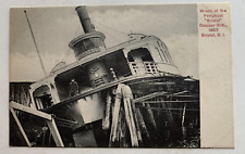 1907 RI Postcard Bristol Rhode Island Wreck of Ferry Boat 