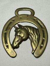 VTG Horse Harness Medallion Solid Brass~3.25” W x 4” Tall~3.4 oz. picture