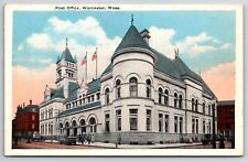 Post Office Worcester Massachusetts c1920'S White Border Postcard picture