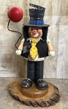 Vintage Tall Wooden Clown With Balloon And Moving Tie picture