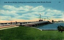 Lake Worth Bridge, Lake Worth, Florida FL 1955 linen Postcard picture