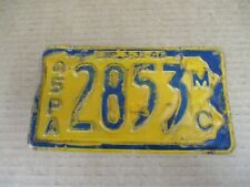 Vintage Motorcycle License Plate 1945 Pennsylvania   2853 picture