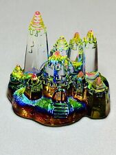 Vtg German Cut Crystal Miniature Castle Palace Rainbow of Colors Prism 1.5” picture