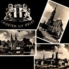 Antique 1930s RPPC Delft Princenhof Oude Kerk Molen de Roos Postcard Netherlands picture