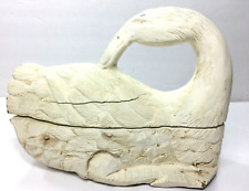 Antique Decoy Goose Wood Hand Carved Sleeping Goose Figurine/Trinket Box 8