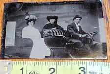VINTAGE TINTYPE c1900-1915 Family Ladies in Back Prop AUTO STUDIO Early Ford picture