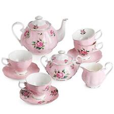 BTaT- Floral Tea Set Tea cups 8oz Tea Pot 38oz Creamer and Sugar Set Gift box... picture