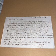 1851 Letter: Abial Chamberlain Genealogy Surveyor of Bayley-Haven Military Road picture