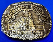 1985 Hesston Outlet Tournament  RODEO NFR Vintage Commemorative NOS Belt Buckle picture