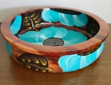 Beautiful Handcrafted Painted Decorative Mesquite Wooden Bowl Signed picture