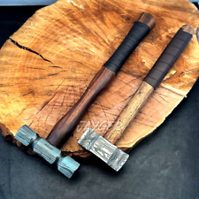 Handmade Hammer | Forged Damascus Steel Head | Wood Handle | Leather Wrapped picture
