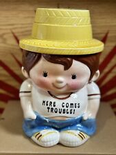 Extremely Rare Vintage Enesco Japan BOY ‘Here Comes Trouble’ Cookie Jar picture