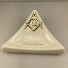 Vintage Mason Masonic Freemason Ceramic Triangular Ashtray Signed 