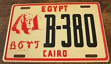 Vintage 1939 Egypt Globetrotter Booster License Plate Cairo Sphinx Pyramid picture