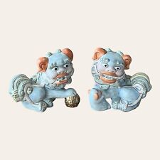 vintage foo dogs pair: Lovely Soft Pastels Including Peach , Lightest Blue picture