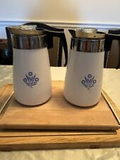 2 Vintage Corningware 9 Cup Cornfower Pitchers For Cold Beverages Or Parts Only picture